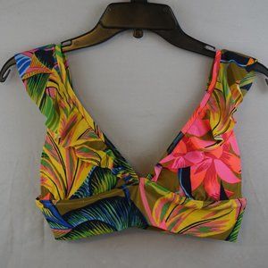Aerie Floral Ruffle Wrap Medium Swim Suit Top